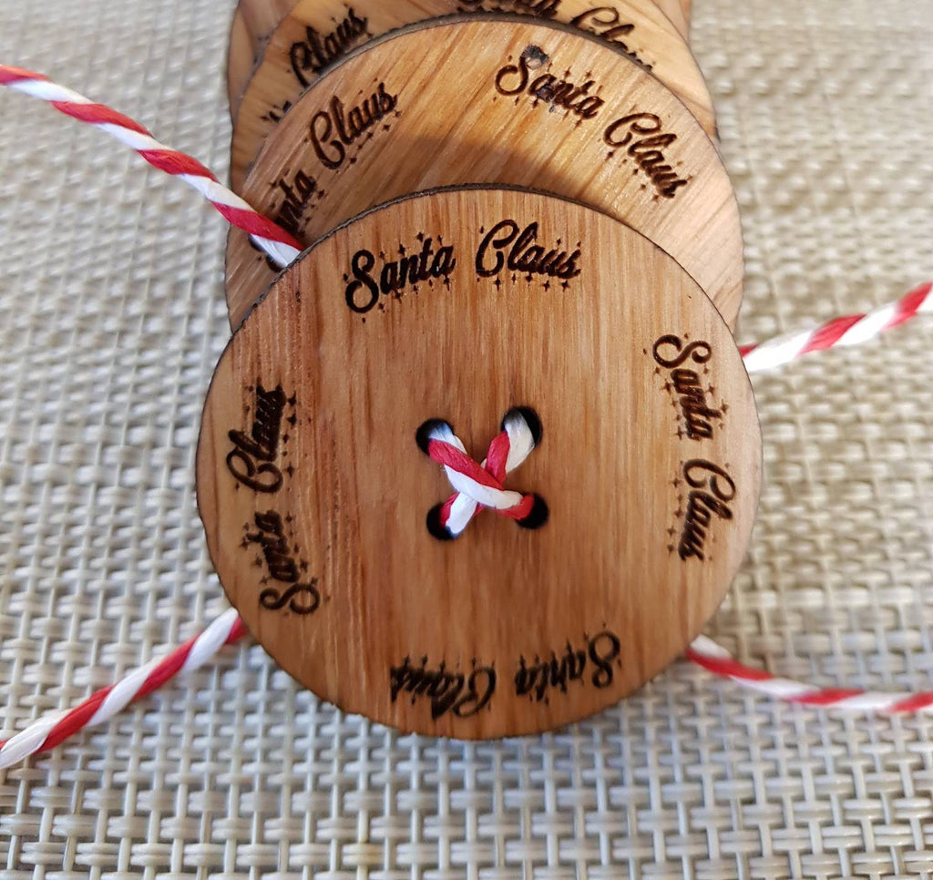 Christmas Button / Santa Button Santa Suit Button - Irish Wooden Gifts