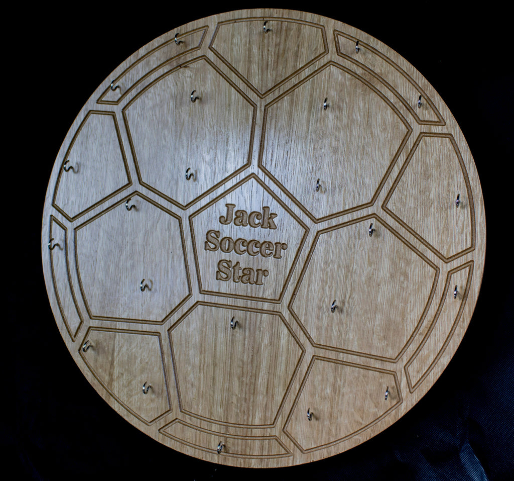 Soccer Medal Board engraved with name,Fotoball Medal Board, Sports Medal Board, Football Medal Display, Medal DIsplay - Irish Wooden Gifts
