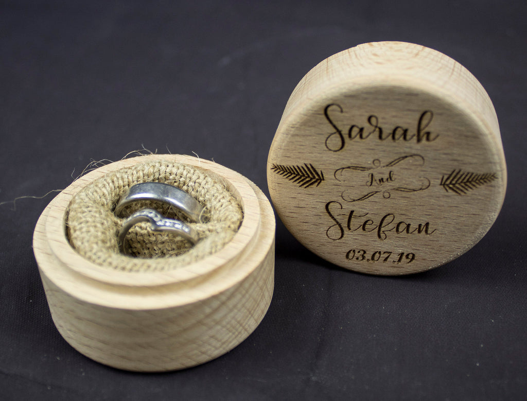 Personalised Wooden Wedding Ring Box – Custom Ring Bearer / Proposal Box