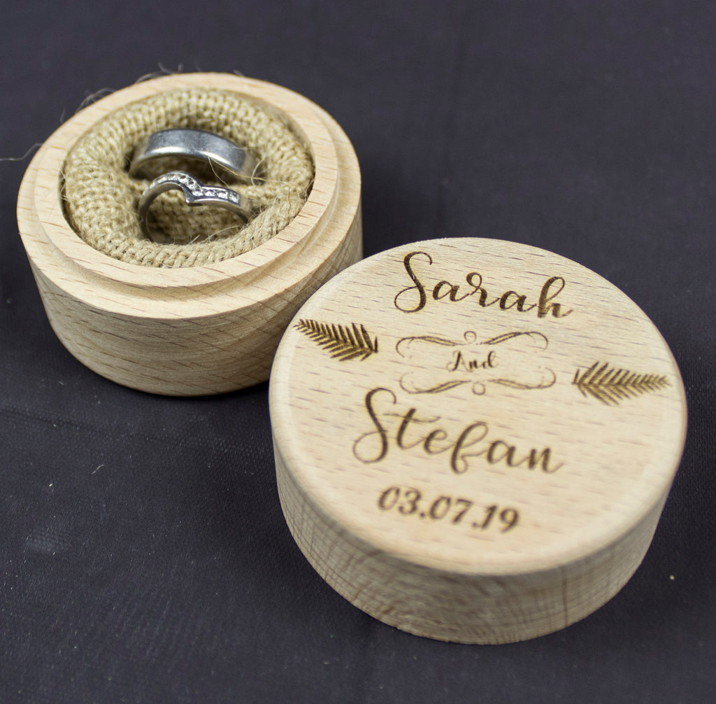 Personalised Wedding Ring Box, Custom Ring Bearer Box, Proposal Box - Irish Wooden Gifts