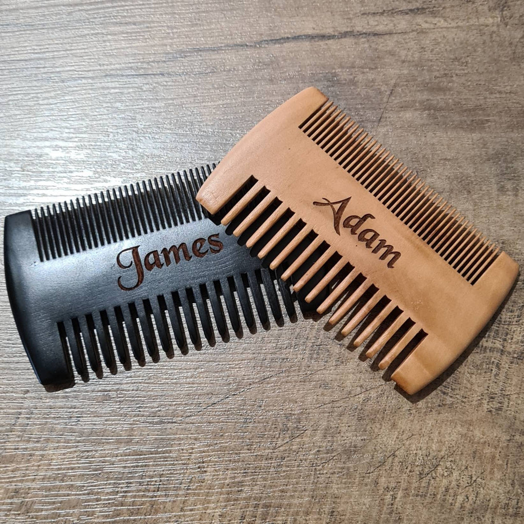Personalised wooden beard comb. Mustache comb