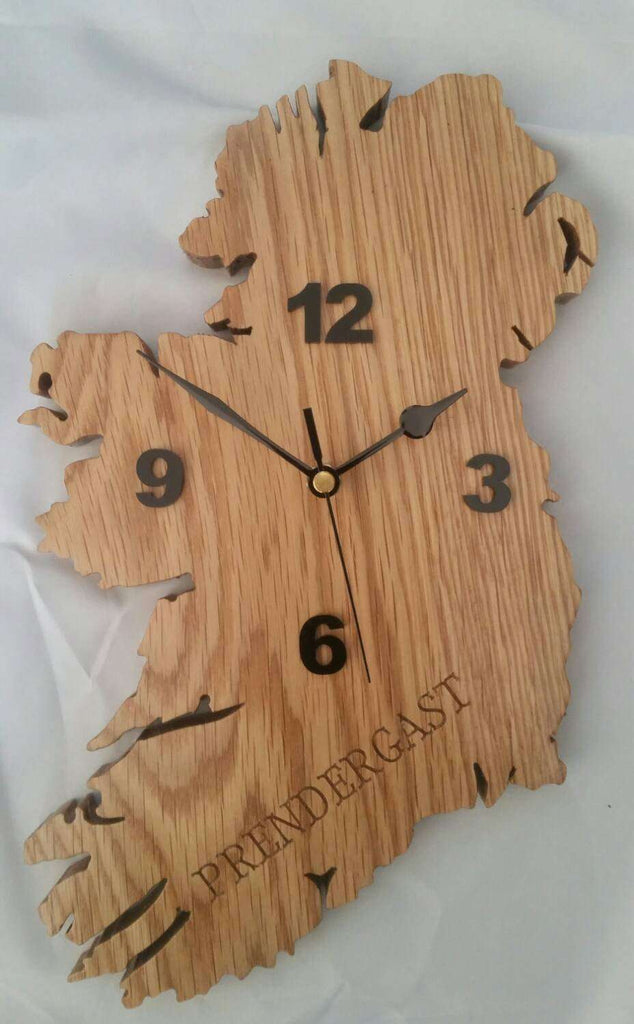 Wooden Ireland Clock. Can be personalised / engraved - Irish Wooden Gifts